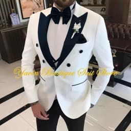 Jacquard Men's Suit 3 Pieces Slim-fit Jacket Vest Pants Prom Peaked Lapel Blazer Custom Made Groom' Wedding Tuxedos