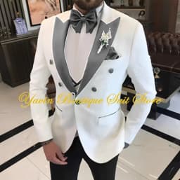 Jacquard Men's Suit 3 Pieces Slim-fit Jacket Vest Pants Prom Peaked Lapel Blazer Custom Made Groom' Wedding Tuxedos