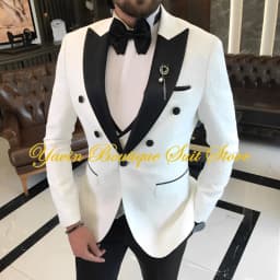 Jacquard Men's Suit 3 Pieces Slim-fit Jacket Vest Pants Prom Peaked Lapel Blazer Custom Made Groom' Wedding Tuxedos