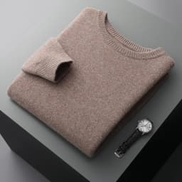 Men's Wool Sweater Autumn And Winter New Round Neck Loose Solid Color Winter Thickening Bottoming Shirt