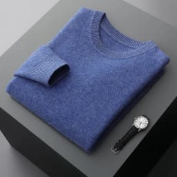 Men's Wool Sweater Autumn And Winter New Round Neck Loose Solid Color Winter Thickening Bottoming Shirt