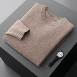 Men's Wool Sweater Autumn And Winter New Round Neck Loose Solid Color Winter Thickening Bottoming Shirt