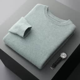 Men's Wool Sweater Autumn And Winter New Round Neck Loose Solid Color Winter Thickening Bottoming Shirt