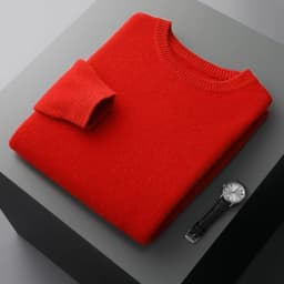 Men's Wool Sweater Autumn And Winter New Round Neck Loose Solid Color Winter Thickening Bottoming Shirt