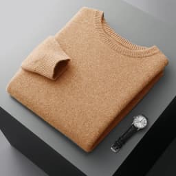 Men's Wool Sweater Autumn And Winter New Round Neck Loose Solid Color Winter Thickening Bottoming Shirt