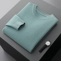 Men's Wool Sweater Autumn And Winter New Round Neck Loose Solid Color Winter Thickening Bottoming Shirt