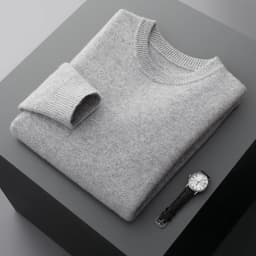 Men's Wool Sweater Autumn And Winter New Round Neck Loose Solid Color Winter Thickening Bottoming Shirt