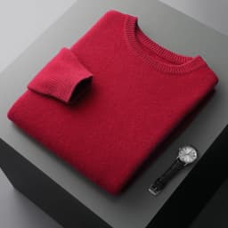Men's Wool Sweater Autumn And Winter New Round Neck Loose Solid Color Winter Thickening Bottoming Shirt