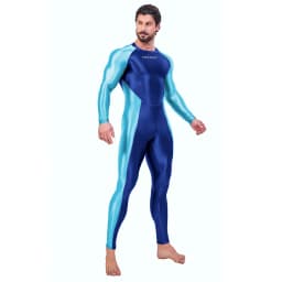 AMORESY Men Oil Glossy Shiny Satin Smooth Sports Tracksuit Long-sleeve Patchwork Bodybuilding Cycling Jumpsuit Bodysuit Catsuit