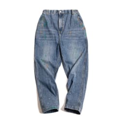 Maden Light Blue Splash-ink Graffiti Jeans for Men 9.2OZ Slub-textured Washed Straight Leg Logging Pants Autumn Streetwear Jeans