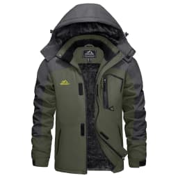 KEFITEVD Men's Winter Ski Jacket Waterproof Warm Thick Fleece Hiking Jackets Raincoats Snow Jacket Coats Windbreaker Man Parka