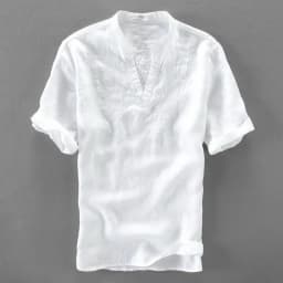 Italy brand linen shirts for men summer solid white flax shirts mens embroidery casual men shirt large size shirts male camiseta