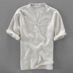 Italy brand linen shirts for men summer solid white flax shirts mens embroidery casual men shirt large size shirts male camiseta