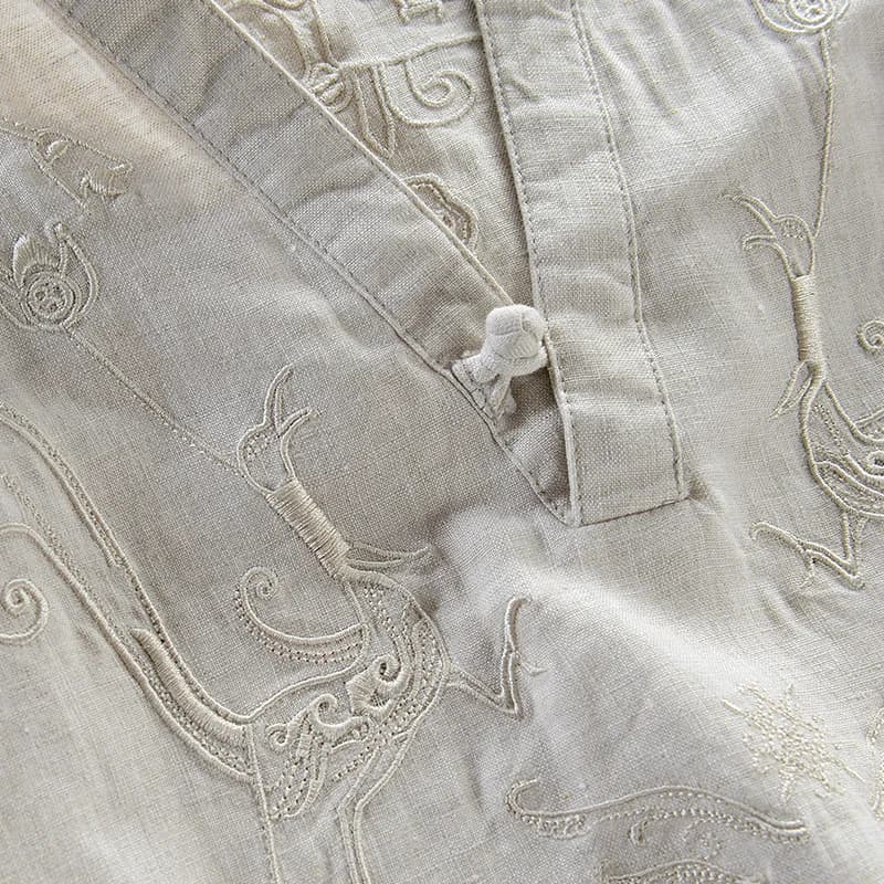 Italy brand linen shirts for men summer solid white flax shirts mens embroidery casual men shirt large size shirts male camiseta
