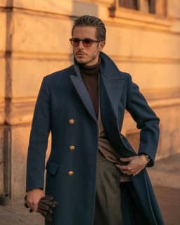 Wool Blend Coat Men Fashion Over Jacket Double Breasted Checkered Business Long Overcoat Plus Size Warm Formal Business Tailored