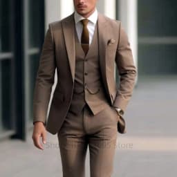 Classic Wedding Solid 3-Piece Smoking Ternos Fino Adjusted Male Formal Business Suits for Groomsmen And Festive Occasions