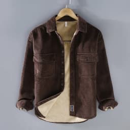 Harajuku Winter Mens Shirts Daily Casual Fleece Warm Top Solid Color Corduroy Long Sleeve Shirt with Pockets Loose Vintage Shirt
