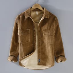 Harajuku Winter Mens Shirts Daily Casual Fleece Warm Top Solid Color Corduroy Long Sleeve Shirt with Pockets Loose Vintage Shirt