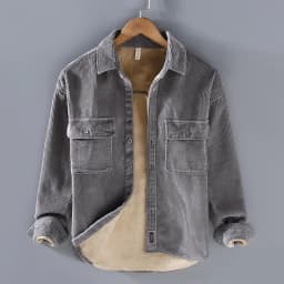 Harajuku Winter Mens Shirts Daily Casual Fleece Warm Top Solid Color Corduroy Long Sleeve Shirt with Pockets Loose Vintage Shirt