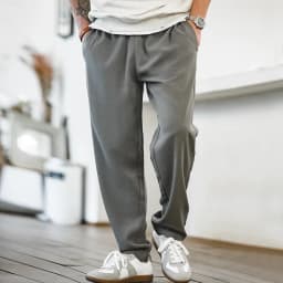 Maden Men's Drape Tapered Casual Pants Solid Color Straight-Leg Suit Pants Wrinkle-free Elastic Waist Trousers for Summer Fall