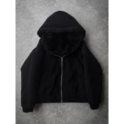 Autumn and Winter Oversized Thickened Warm Black Reversible Faux Fur Parka Coat Men with Hood Zipper Fluffy Jacket Hooded Coat