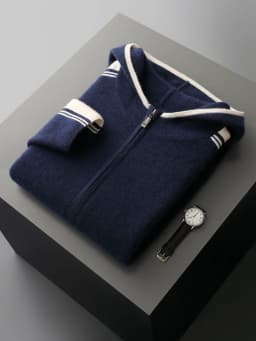 Men's Jacket 100% Merino Wool Sweater Cardigan Autumn Winter Sweater Thicked Casual Hoodie Knitwear Zipper Open Stitch Clothing