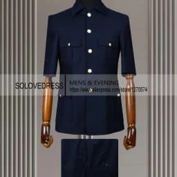 New Arrival 2 Piece Lapel Short Sleeves with 4 Real Pockets Single Breasted Slim Fit Summer Suits For Weddding(Blazer+Pants)