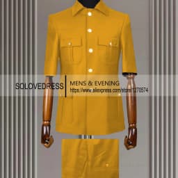 New Arrival 2 Piece Lapel Short Sleeves with 4 Real Pockets Single Breasted Slim Fit Summer Suits For Weddding(Blazer+Pants)