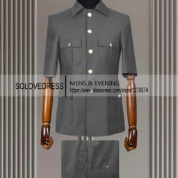 New Arrival 2 Piece Lapel Short Sleeves with 4 Real Pockets Single Breasted Slim Fit Summer Suits For Weddding(Blazer+Pants)