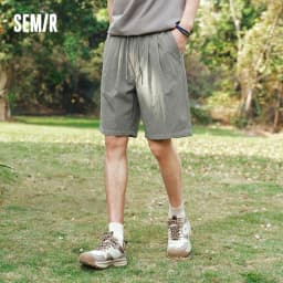 Semir Men Pants Casual Twill Micro Wrinkle Relaxed Drape Neat Fashion Shorts 2026 Summer Minimalist Daily Wear Top