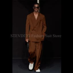 White Notch Lapel One Button Men Suits 2 Piece Chic Smart Casual Travel Outfits Fashion Wedding Tuxedo Loose Costume Homme 2024