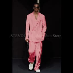 White Notch Lapel One Button Men Suits 2 Piece Chic Smart Casual Travel Outfits Fashion Wedding Tuxedo Loose Costume Homme 2024