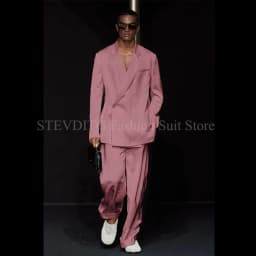 White Notch Lapel One Button Men Suits 2 Piece Chic Smart Casual Travel Outfits Fashion Wedding Tuxedo Loose Costume Homme 2024