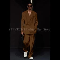 White Notch Lapel One Button Men Suits 2 Piece Chic Smart Casual Travel Outfits Fashion Wedding Tuxedo Loose Costume Homme 2024