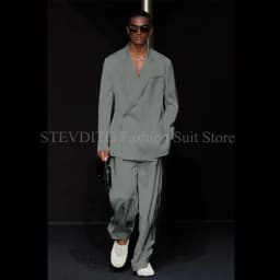White Notch Lapel One Button Men Suits 2 Piece Chic Smart Casual Travel Outfits Fashion Wedding Tuxedo Loose Costume Homme 2024