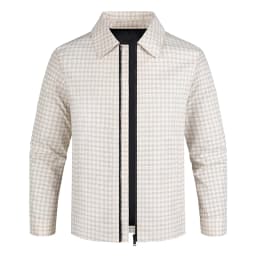 Men's Plaid Jacket Business Casual Spring Autumn Turn Down Collar Zipper Coat, Lightweight Outdoor Work Blazer for Daily Wear