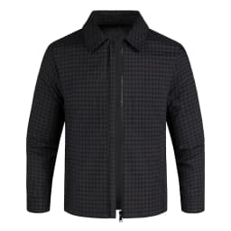 Men's Plaid Jacket Business Casual Spring Autumn Turn Down Collar Zipper Coat, Lightweight Outdoor Work Blazer for Daily Wear