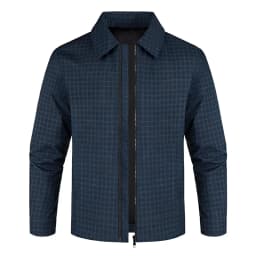 Men's Plaid Jacket Business Casual Spring Autumn Turn Down Collar Zipper Coat, Lightweight Outdoor Work Blazer for Daily Wear