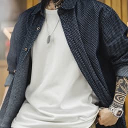 Maden Retro Checkered Long-sleeved Denim Shirt Loose Lapel Single-breasted Jacket for Men Spring and Fall Versatile Outerwear