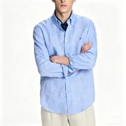CH Linen Embroidered Long Sleeve Shirt Men Elegant Style Button Up Collar Breathable Casual Daily Tops