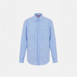 CH Linen Embroidered Long Sleeve Shirt Men Elegant Style Button Up Collar Breathable Casual Daily Tops