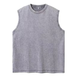 Harajuku Retro Sleeveless T-Shirts Streetwear Vintage Washed Anime One Piece Graphic Print Men Vest Tops Tees Retro Oversize
