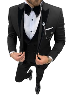 Mens Suits Wave Point Three Pieces Men Dress Suits Casual Commuter Office Business Suits for Wedding (Blazer+Vest+Pants)