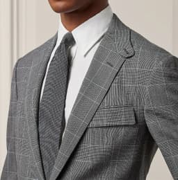 Gray Men's Suits 2 Pieces Blazer Pants Single Breaste Peaked Lapel Plaid Stripes Wedding Formal Custom Made Plus Size