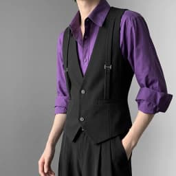 British Style Shoulder Strap Decoration Suit Vest for Men V-neck Casual Business Waistcoat Party Waiter Wedding Uniform Vests