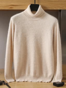 MVLYFLRT Men's 100% pure Mink velvet Cashmere Sweater High Lapels Pullovers Knitted Winter New Tops Long Sleeve High-End Jumpers