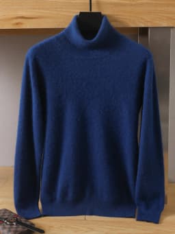 MVLYFLRT Men's 100% pure Mink velvet Cashmere Sweater High Lapels Pullovers Knitted Winter New Tops Long Sleeve High-End Jumpers