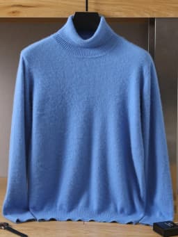 MVLYFLRT Men's 100% pure Mink velvet Cashmere Sweater High Lapels Pullovers Knitted Winter New Tops Long Sleeve High-End Jumpers