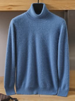 MVLYFLRT Men's 100% pure Mink velvet Cashmere Sweater High Lapels Pullovers Knitted Winter New Tops Long Sleeve High-End Jumpers