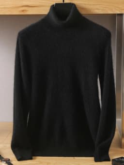 MVLYFLRT Men's 100% pure Mink velvet Cashmere Sweater High Lapels Pullovers Knitted Winter New Tops Long Sleeve High-End Jumpers